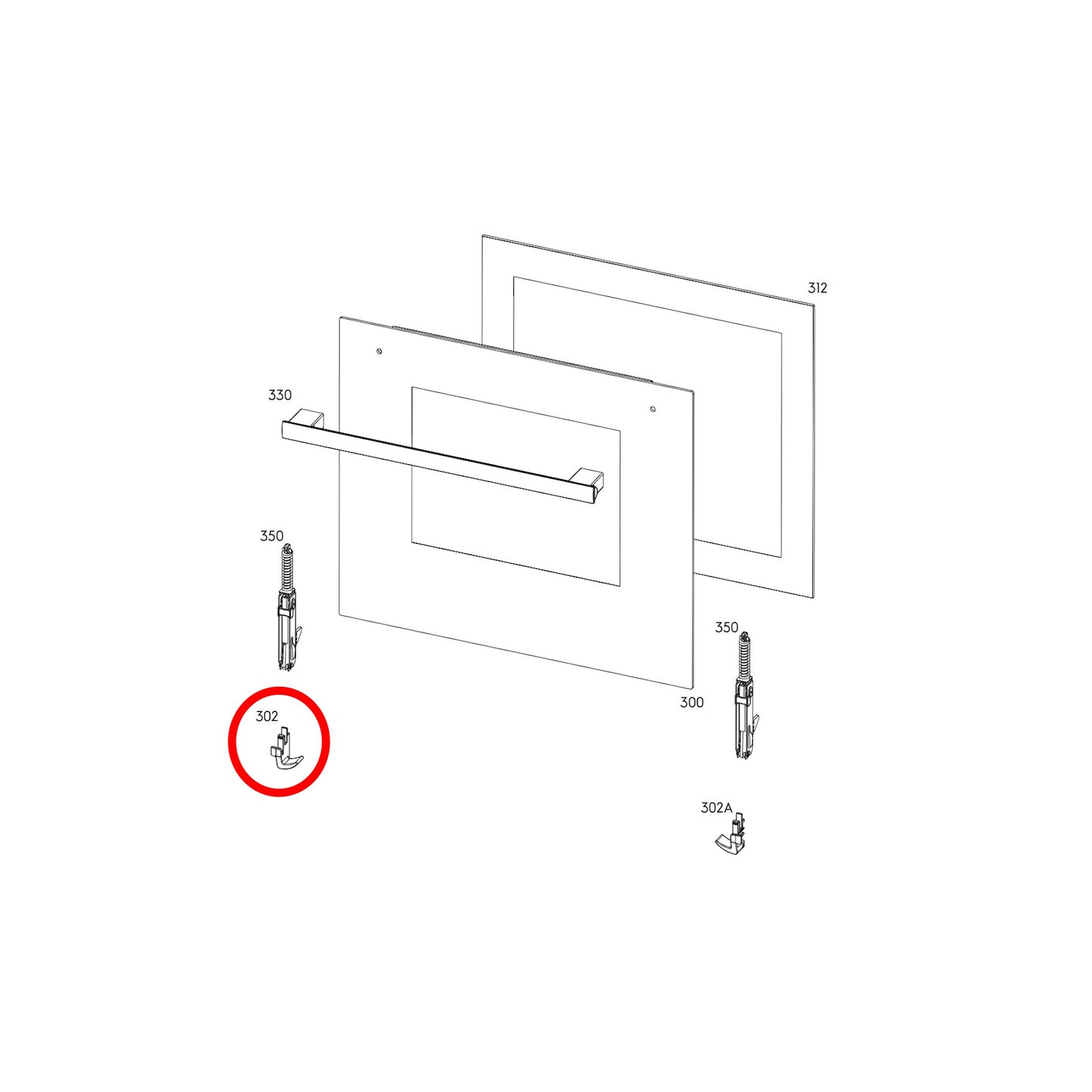 Electrolux AEG Zanussi gancio sinistro sportello forno incasso CKB EKC EKG EKK EKM EOB EOF EZB LKK