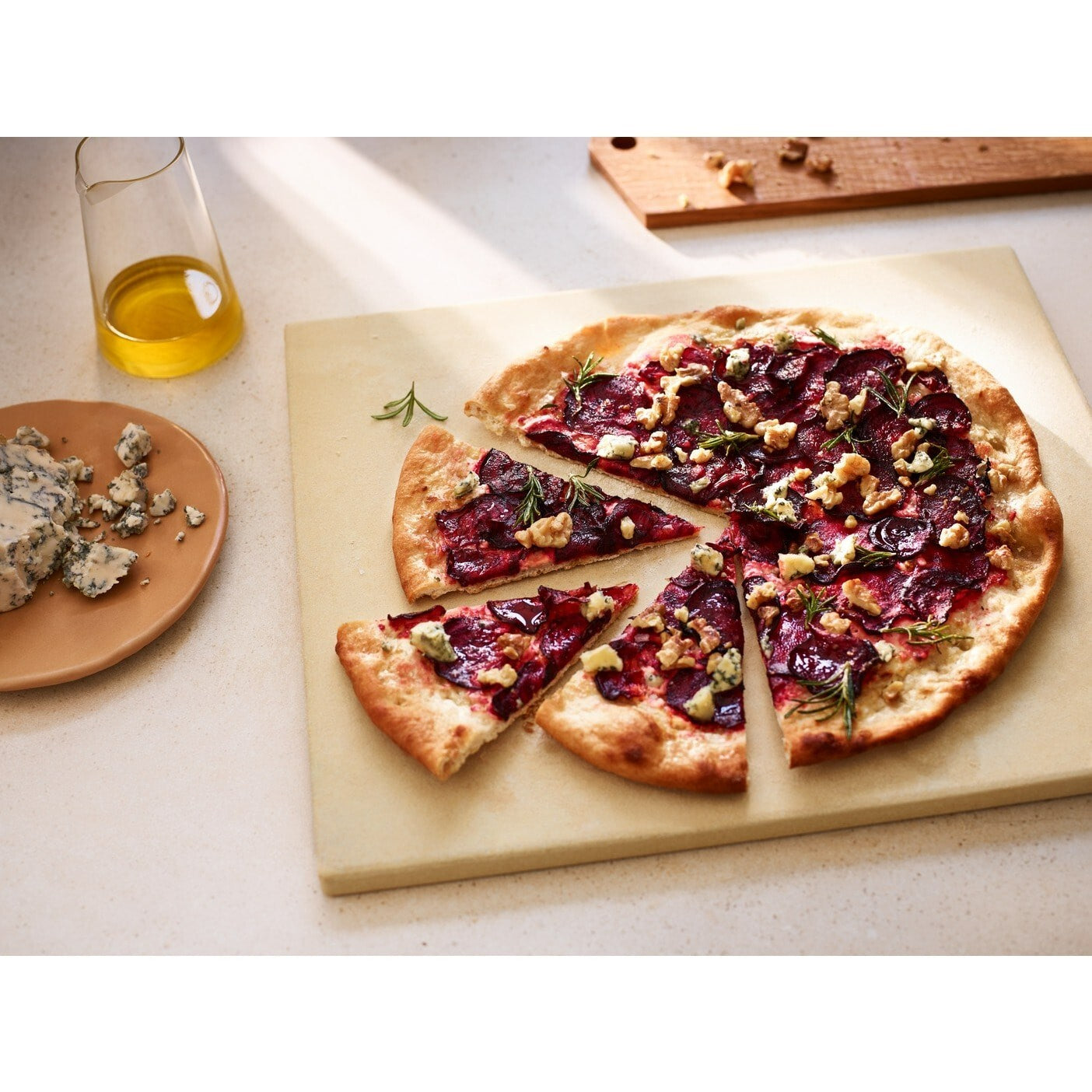 Eelctrolux Pizza Stone Feuerfeste 38cm Mit Schaufel Cuttermesser für Ofen