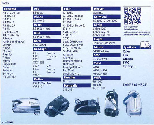 Swirl R22 4 sacchi microfibra aspirapolvere Compacto Maximum Hoover Gemini Faki