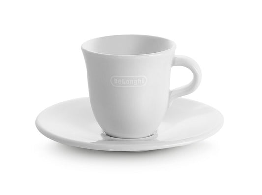 Delonghi 2x cești de cafea 70ml de la Tognana porțelan ceramic alb + farfurii