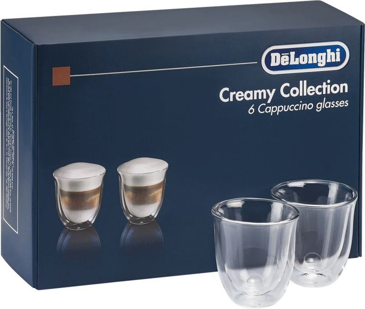 Delonghi Creamy set 6x tazze cappuccino caffè 270ml vetro termiche doppia paret