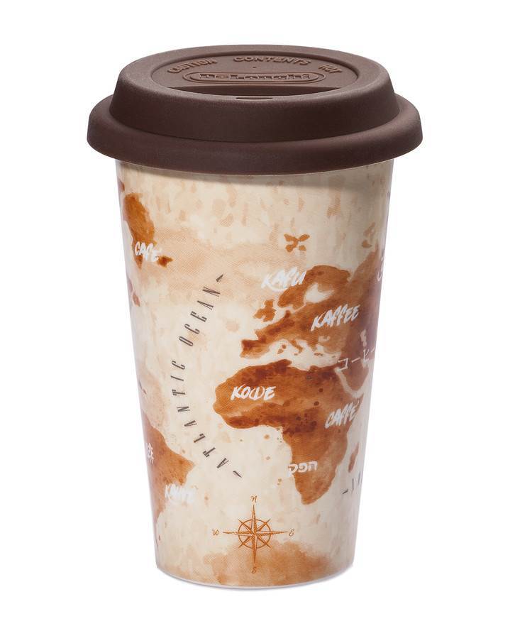 DeLonghi Cup Adventurer Ceramics Thermal Double Wall 300ml Cap Silicone