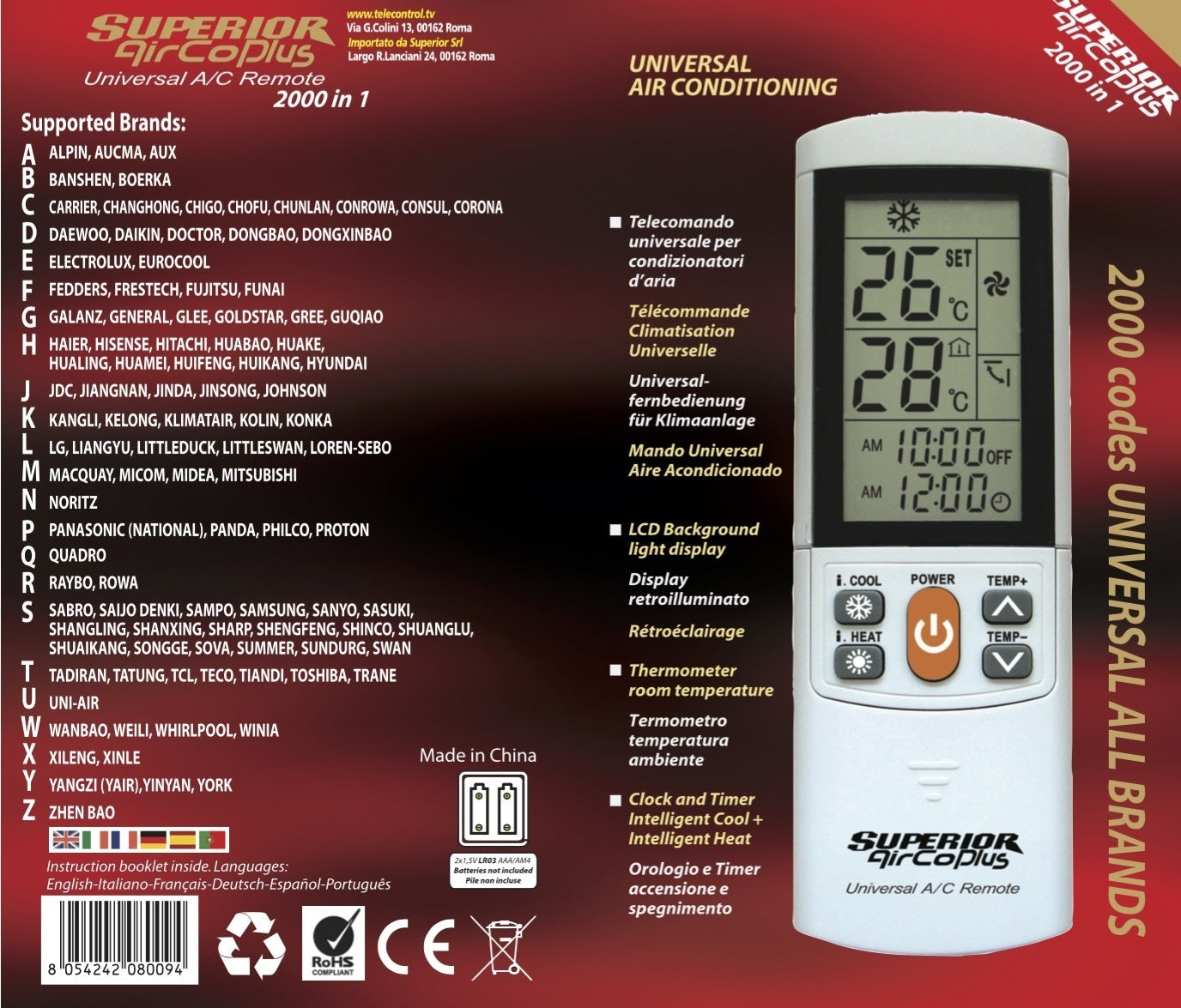 Mando distancia universal aire acondicionado Superior AirCo Panasonic Daikin LG