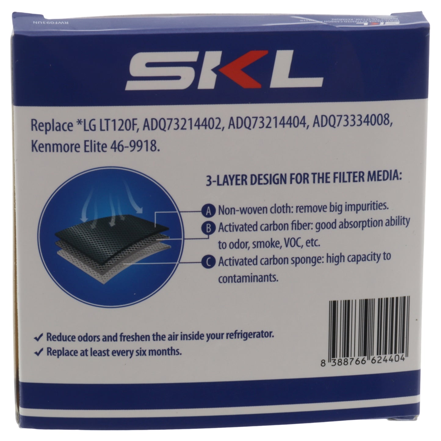 Filtru aer cu carbon activ 81x81mm pentru frigider LG GCB22 GCJ23 GCX24 GML8 GS91 GSX96