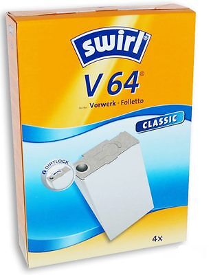 Swirl V64 4 Sacchi Bolsas de Aspiradora Vorwerk Kobold Elfo VK130 VK131