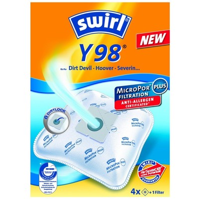 Swirl Y98 4x bolsas de microfibra para aspiradora Severin BR7 Tristar VC100 Simac VTE14 Hoover Studio