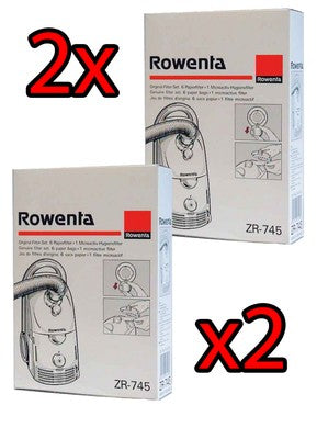 Rowenta 2x ZR745 12 sacchetti + 2 filtri originali DYMBO PLUS INTEGRAL CONFORT