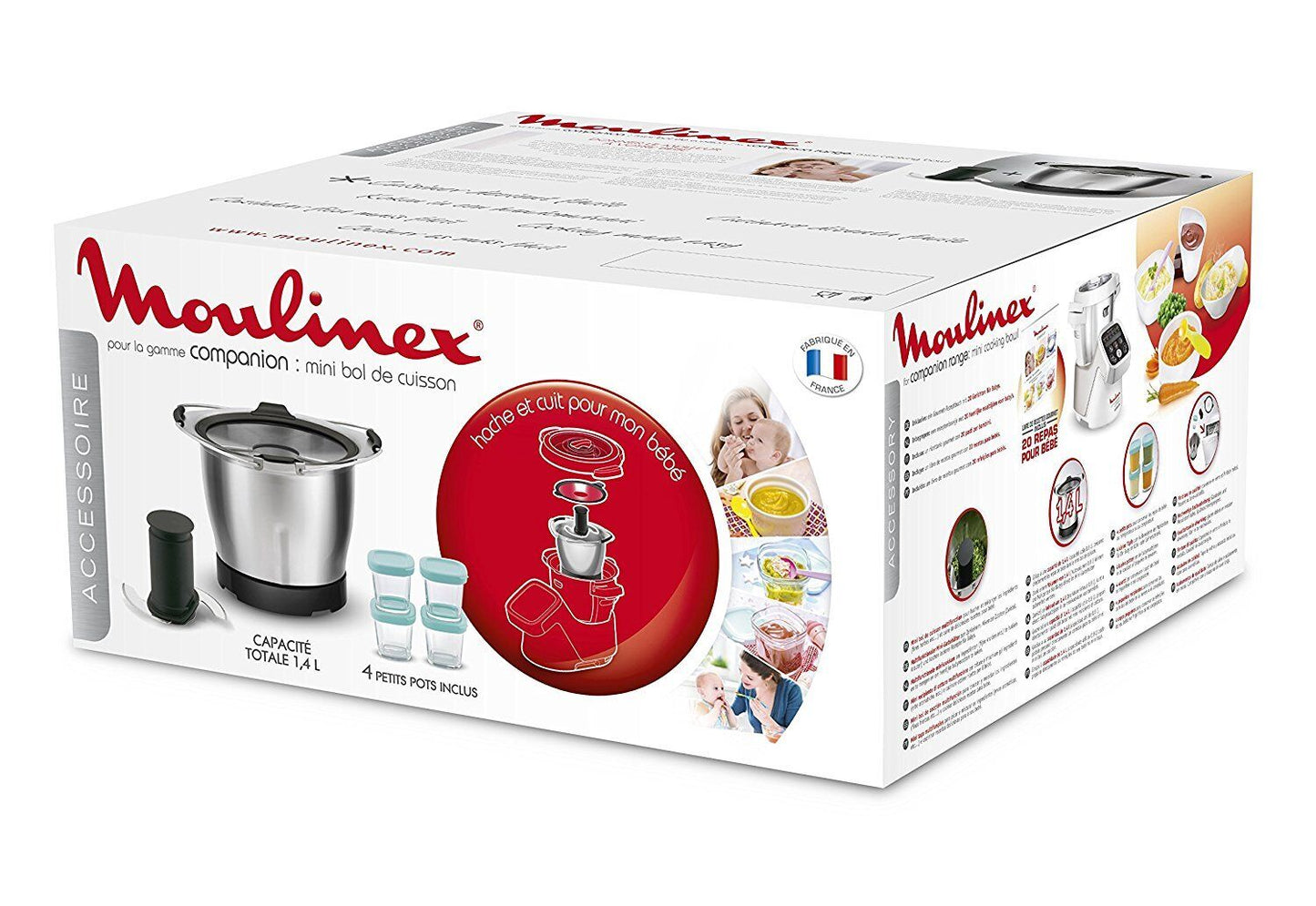 Moulinex accessorio mini ciotola tritatutto 1,4L + 4 ciotole Companion XF387 HF