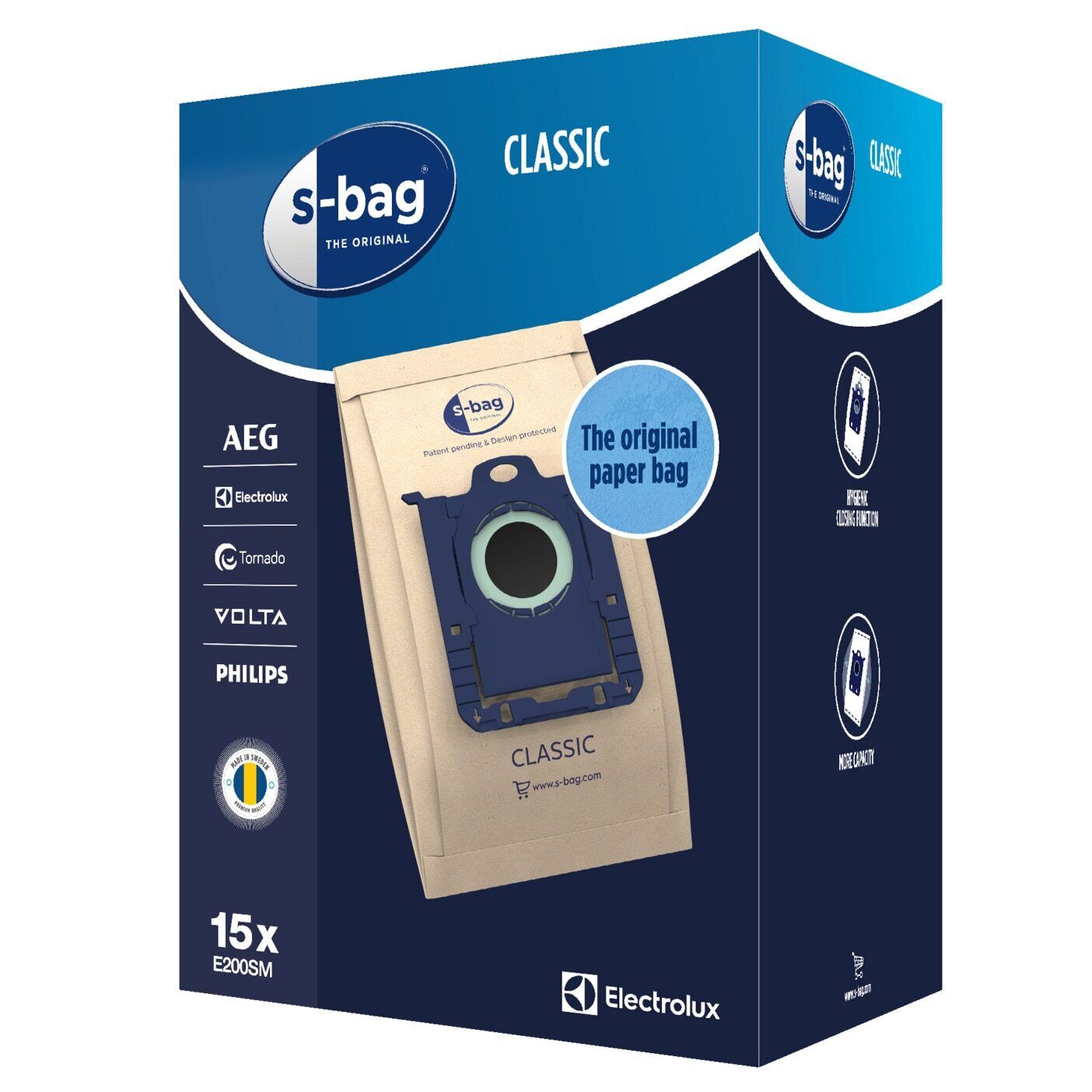 Electrolux AEG Philips 15x S-bag E201SM sacchi carta aspirapolvere ESGREEN Z55