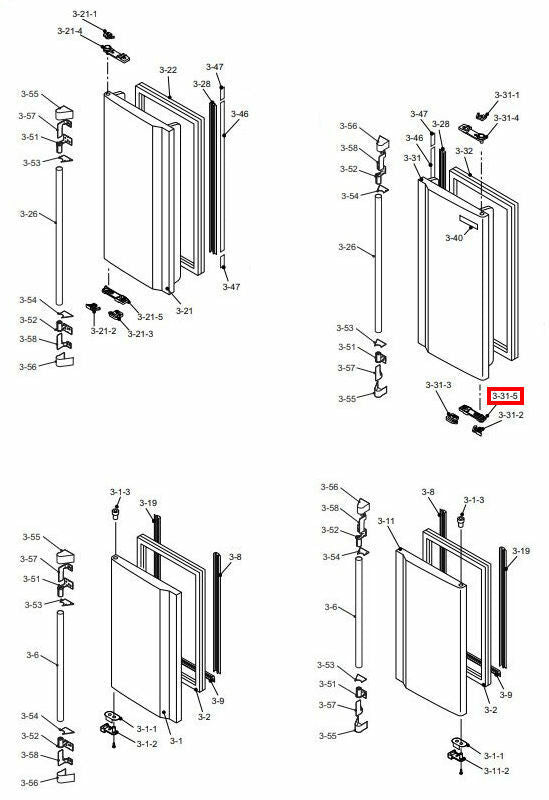 Sharp guida scorrevole slider inferiore porta frigo SJF72 SJF75 SJF79 SJFP81 SJF