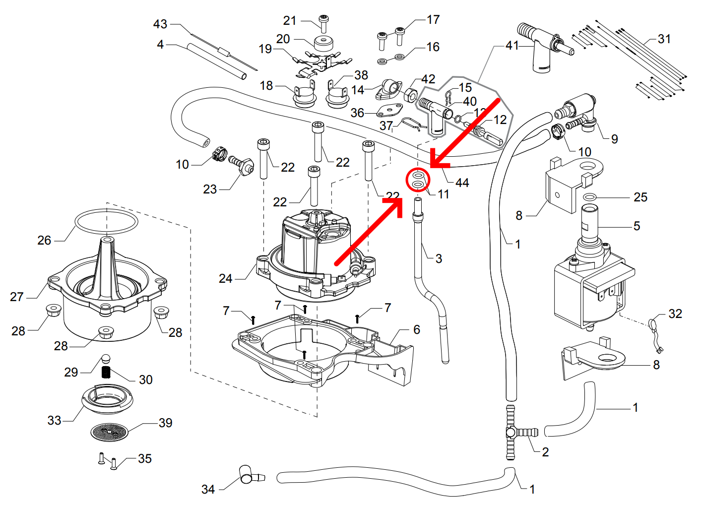 Gaggia Saeco guarnizione OR diffusore vapore macchina caffè Poemia Xsmall Viva