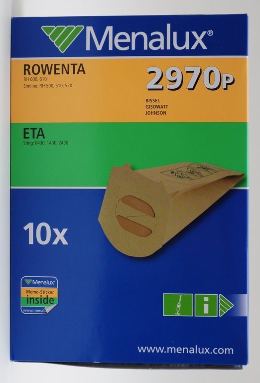 Menalux 2970P 10x sacchi polvere aspirapolvere Singer AP129 Johnson Clio Rowenta RH500 Gisowatt