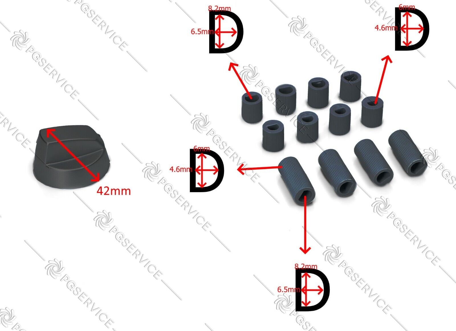 Kit 4x manopole universale nere forno piano cottura cucina inserti mezzaluna