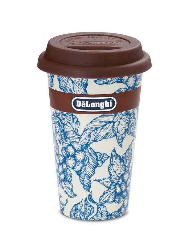 Delonghi tazza Flower ceramica termica doppia parete 300ml coperchio silicone