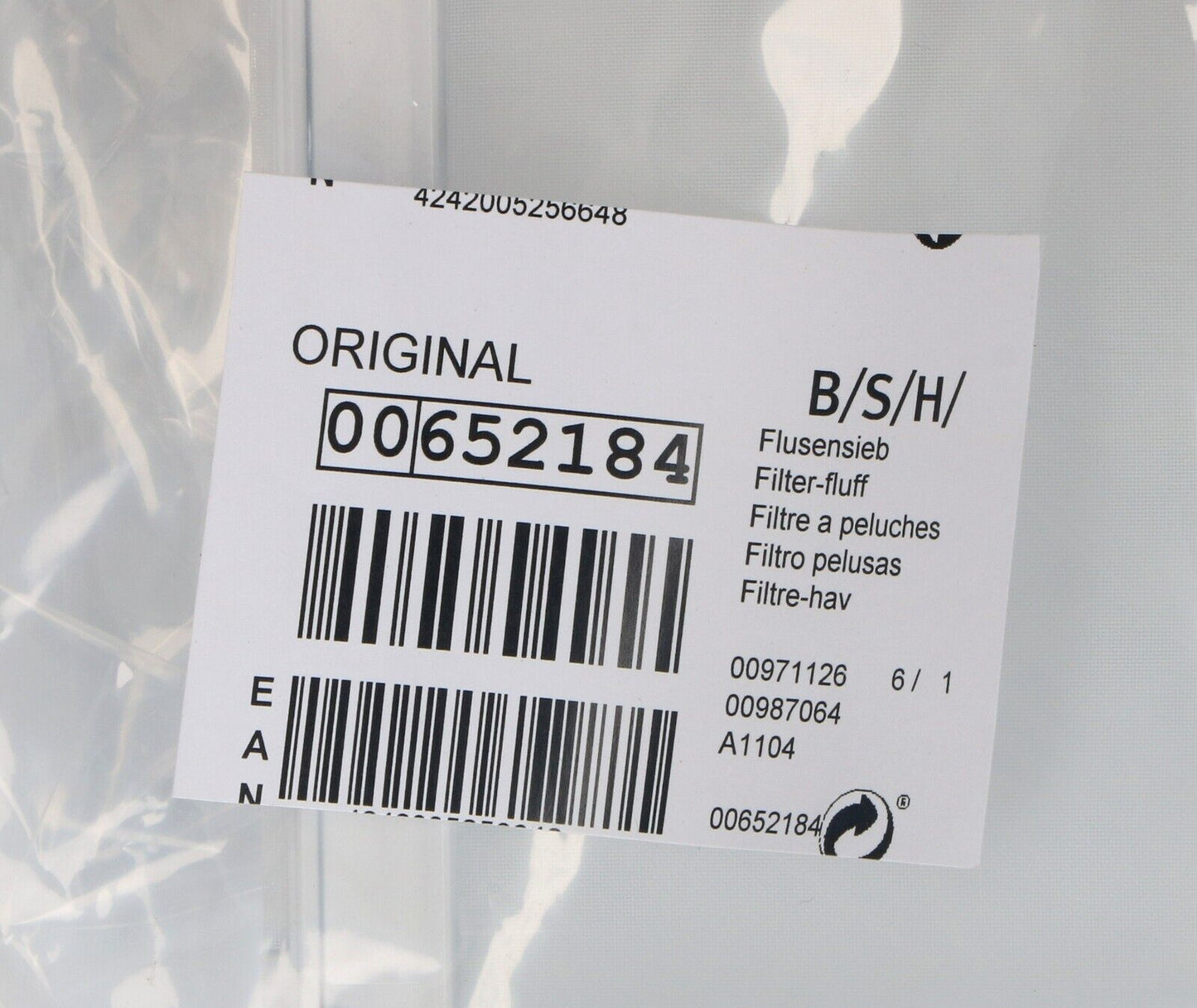 Bosch filtro filacci languine ORIGINALE asciugatrice WT3 WT4 WTE WTS Smeg CDL73