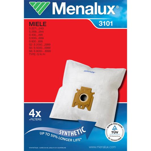 Menalux 3101 4 sacchi microfibra aspirapolvere Hoover ATC18 Miele S S2 S4 S5 S8