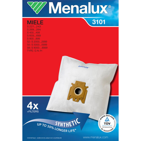 Menalux 3101 4 sacchi microfibra aspirapolvere Hoover ATC18 Miele S S2 S4 S5 S8