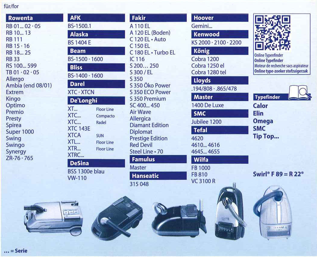 Swirl R22 4 Sacchi Microfibra Aspiradora Compacto Maximum Hoover Gemini Fakir