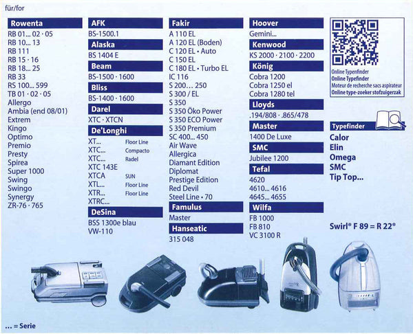 Swirl R22 4 Sacchi Microfibra Aspiradora Compacto Maximum Hoover Gemini Fakir