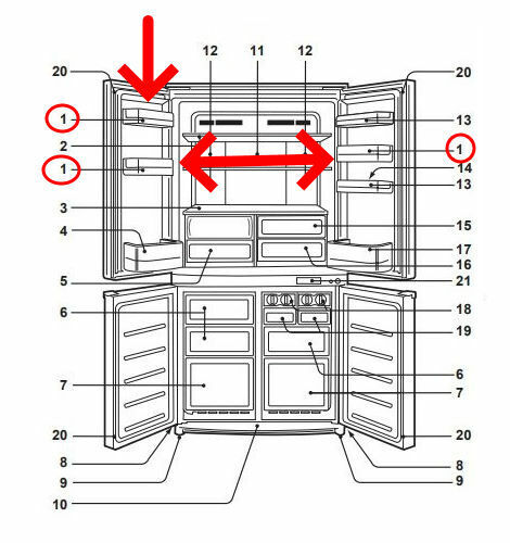 Sharp balconcino piccolo sportello frigorifero SJEX7 SJEX8 SJEX9 SJF6 SJF7 SJFJ8