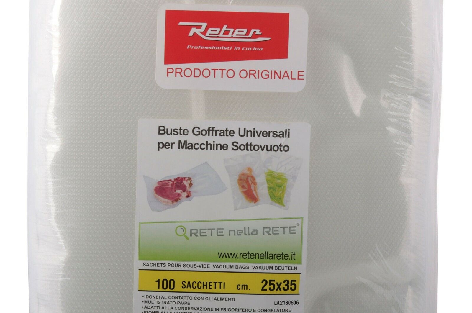 Reber RNR 100x sacchi goffrati 35x25 cm macchina sottovuoto Artus EcoPro Family