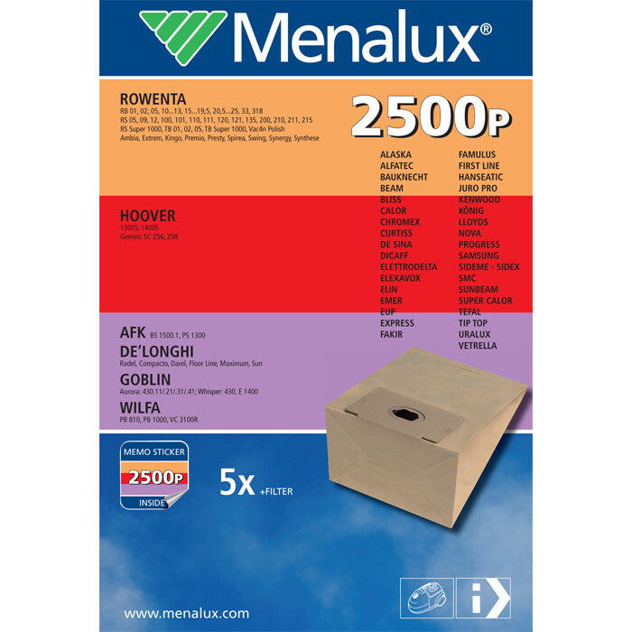 Menalux 2500P 5 worki do odkurzacza DeLonghi Maximum Vetrella Hoover Gemini