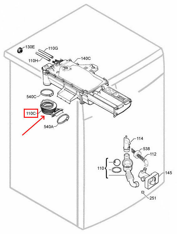 Electrolux AEG Zanussi tuyau coude 1108513 chargement eau machine à laver LAV EWF ZWG P8