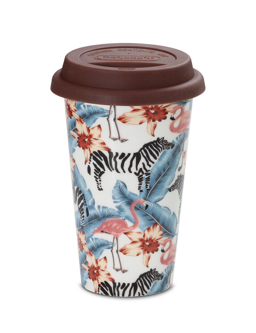 Delonghi tazza Animals ceramica termica doppia parete 300ml coperchio silicone