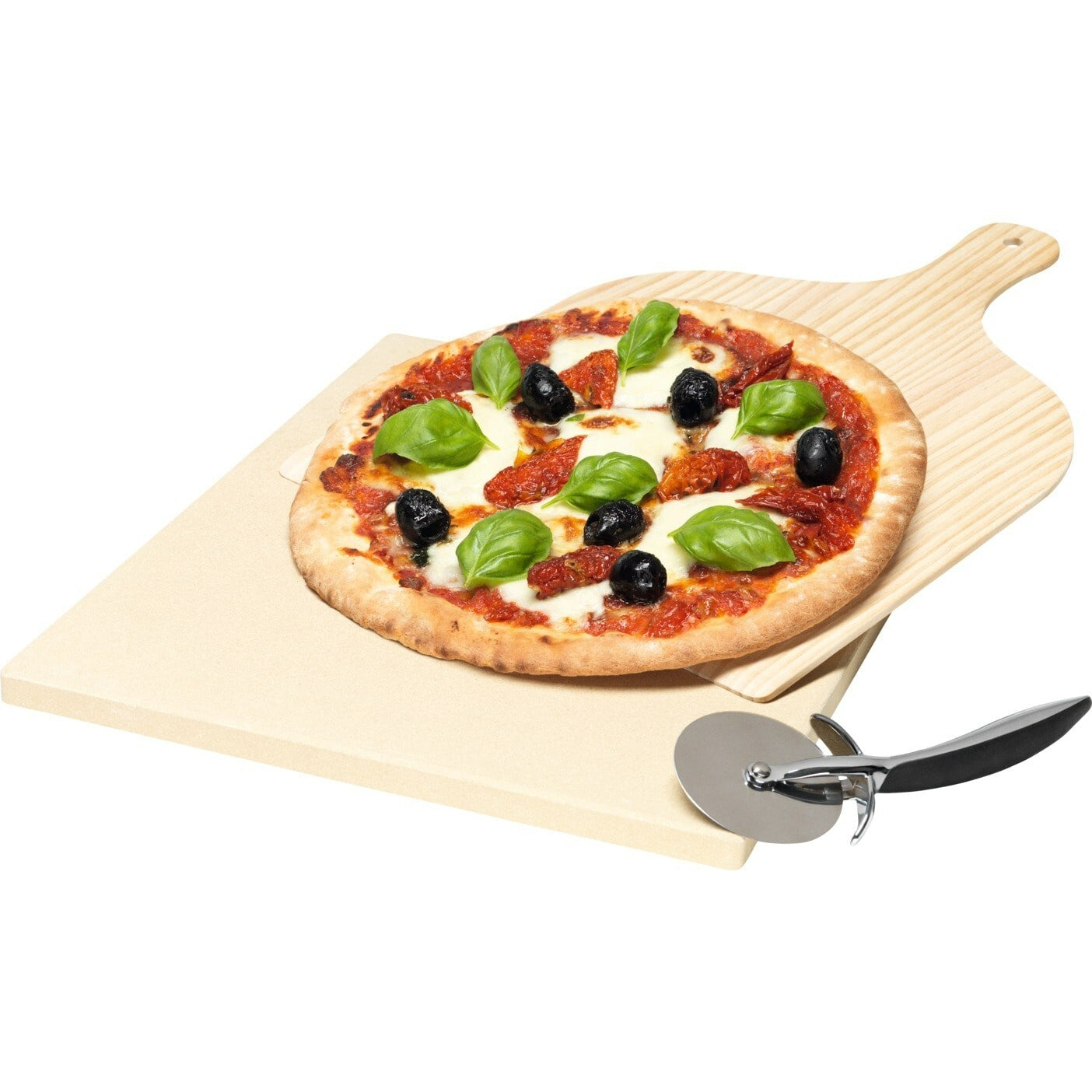 Eelctrolux Pizza Stone Feuerfeste 38cm Mit Schaufel Cuttermesser für Ofen