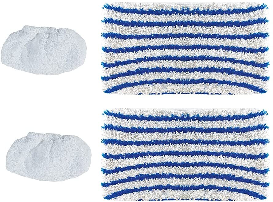 Polti Kit 2 Chiffons Brosse + 2 Casque Tissus Rembourré Balai Vaporetto 3 Clean