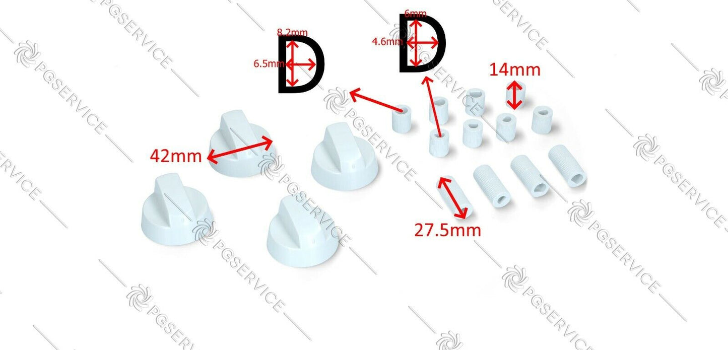 Kit 4 manopole universali bianche forno piano cottura cucina inserti mezzaluna