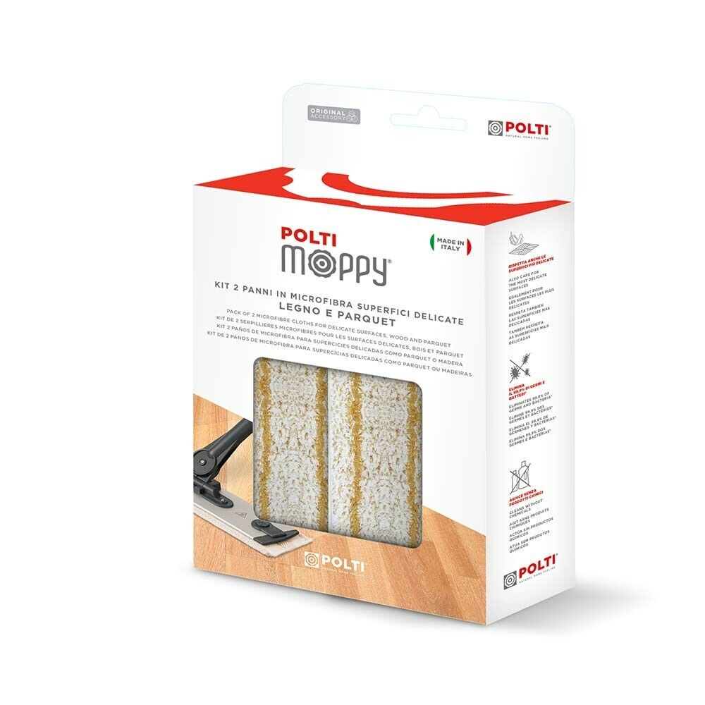 Polti 2 panni delicati microfibra parquet e legno per scopa a vapore Moppy