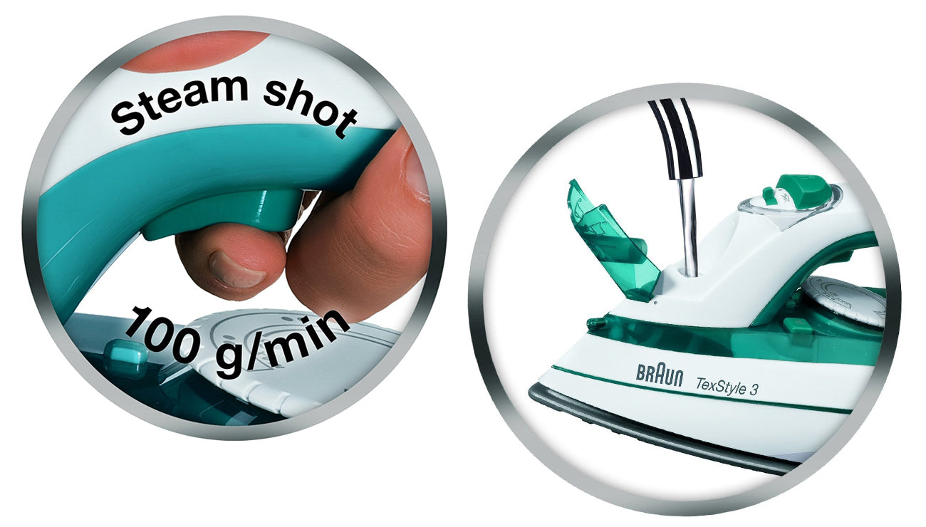 Braun ferro da stiro a vapore TS345 TexStyle 3 2000W verde piastra ceramica 