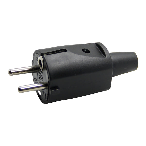 Plug Schuko Black Straight Salvacavo Rubber 16A 250V ~ Ce Appliances Fridge
