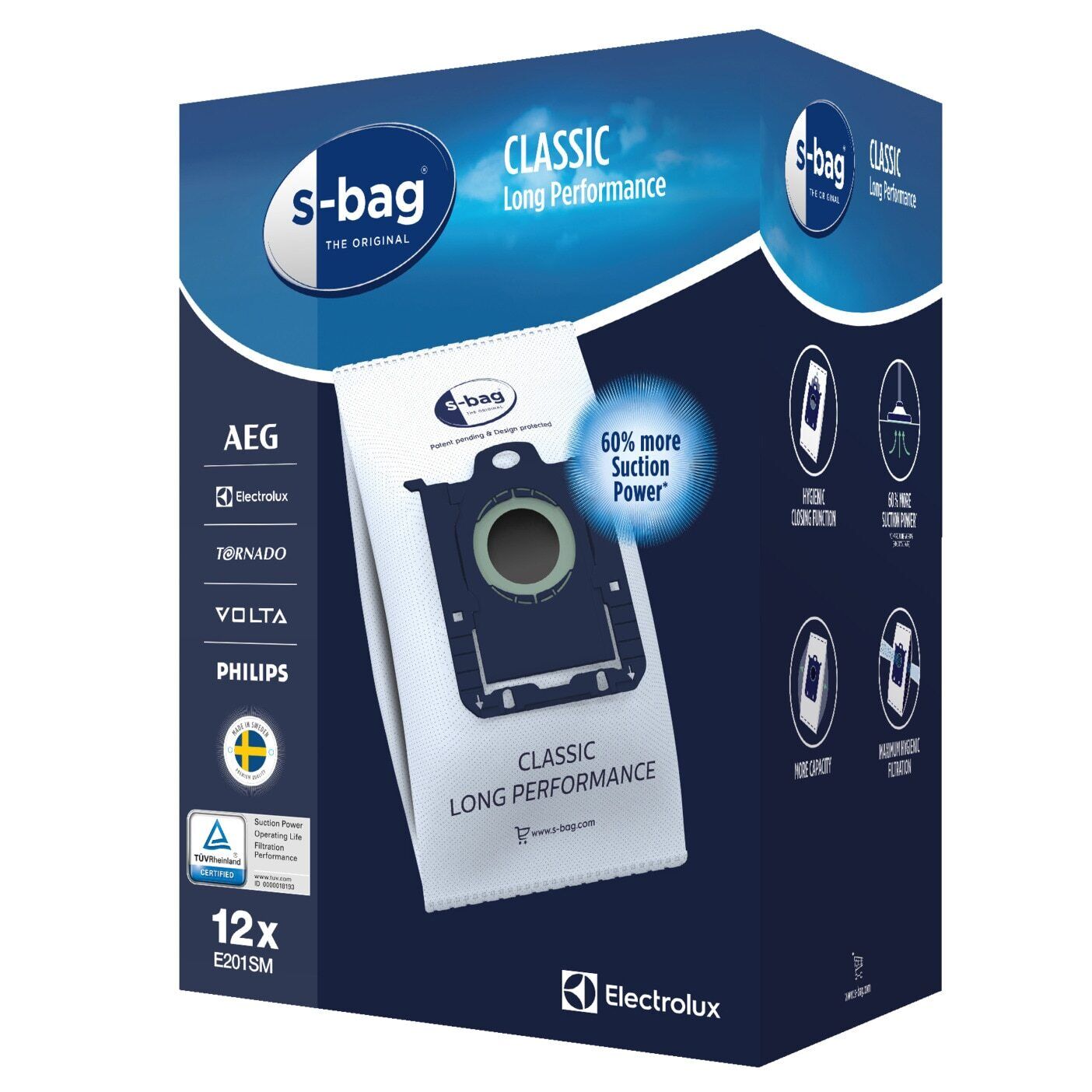 Electrolux AEG Philips 12x S-bag E201SM sacchi microfibra aspirapolvere ESGREEN