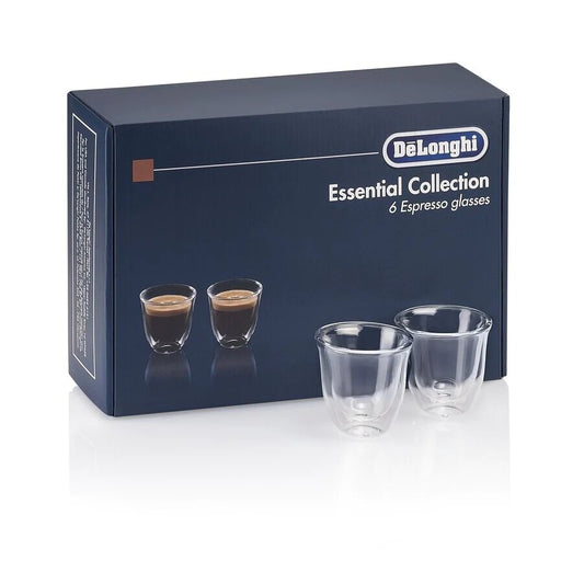 Delonghi Essential set 6x espresso kopjes 90ml thermisch dubbelwandig glas