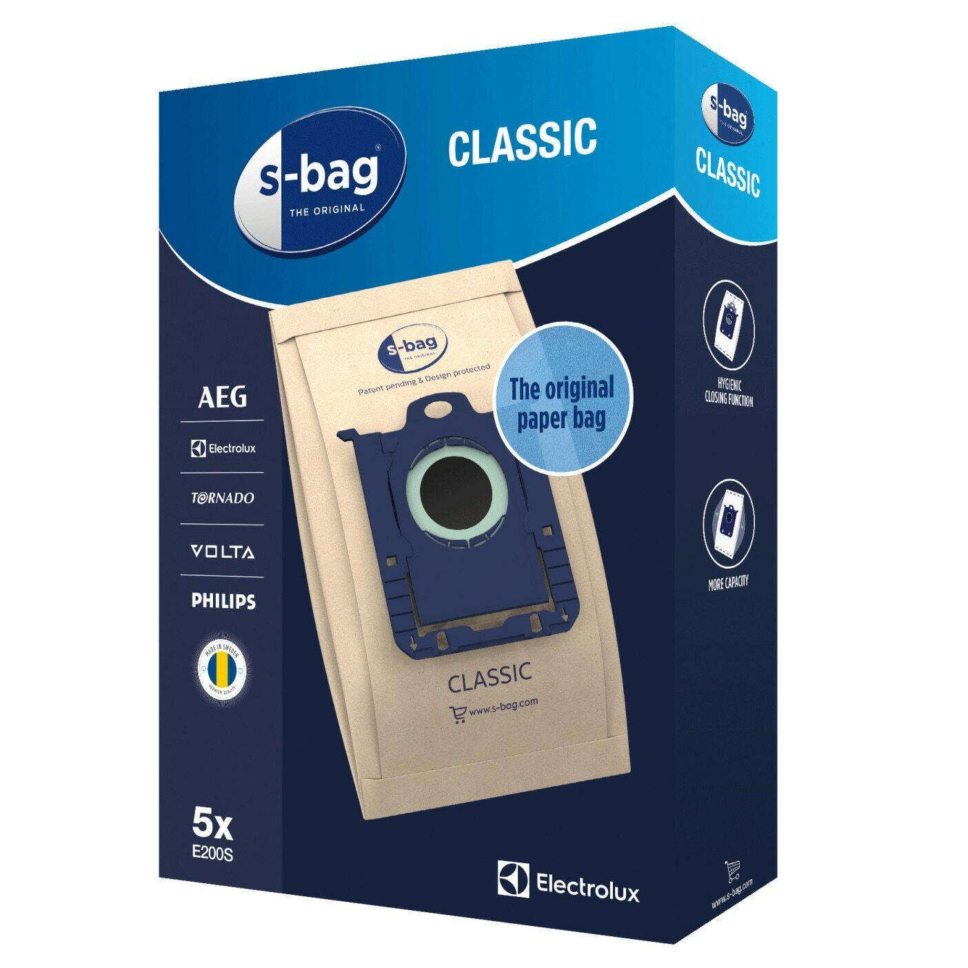 Electrolux E200S S-Bag sacchi carta aspirapolvere Ultra Long Classic Performance