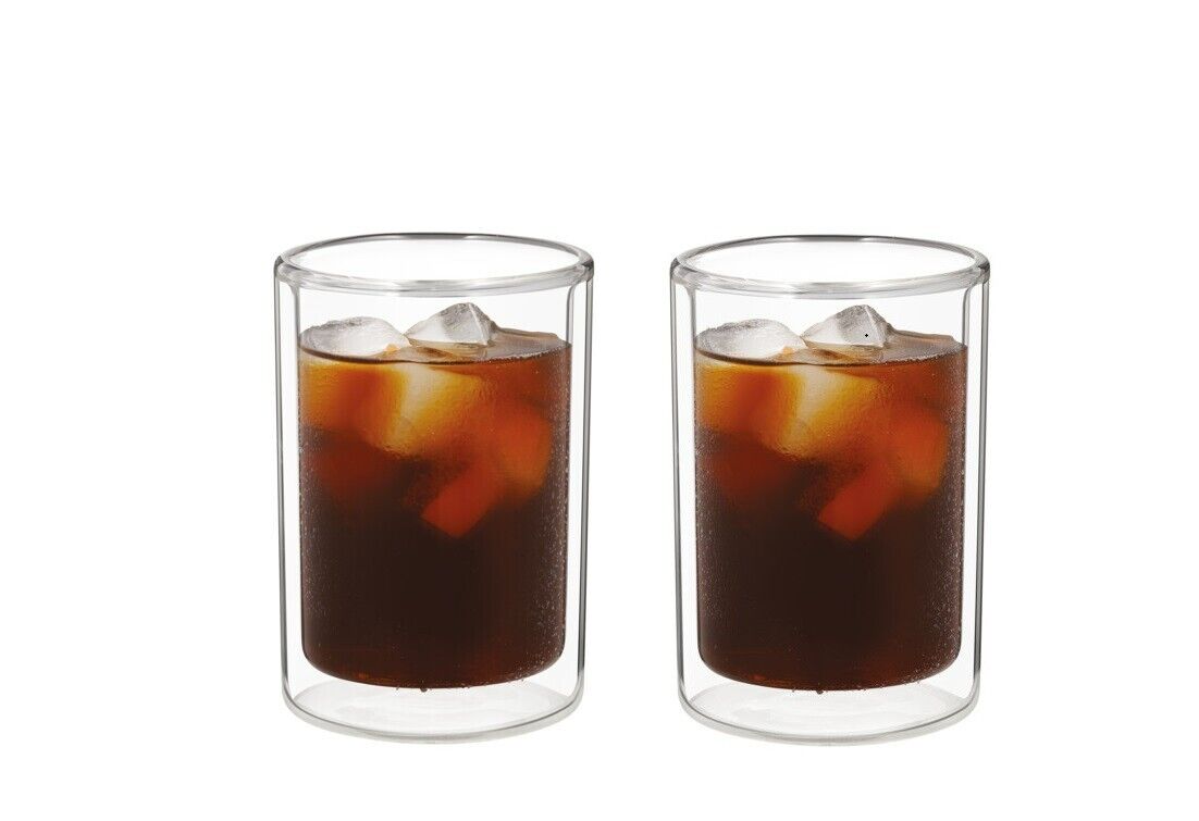 Delonghi 2 bicchieri Cold Brew 220ml doppia parete vetro bevande fredde 102mm