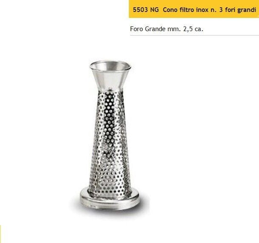 Reber Cone Filter Stainless n.3 Perforated Great 2,5mm Tomato Press Juicer