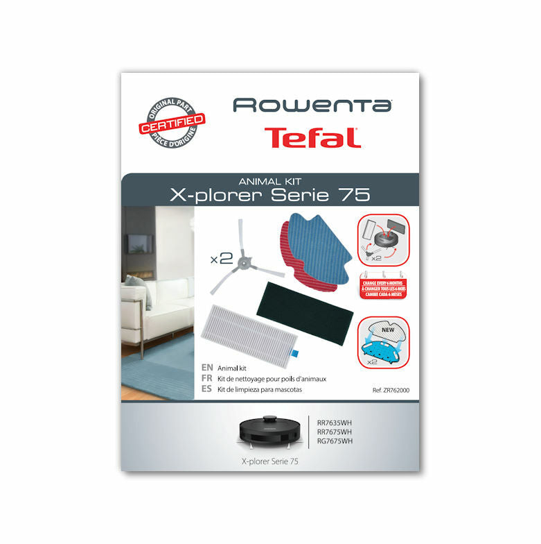Kit de chiffons, brosses et filtre HEPA pour aspirateur Robot Xplorer 75 RR76 Rowenta