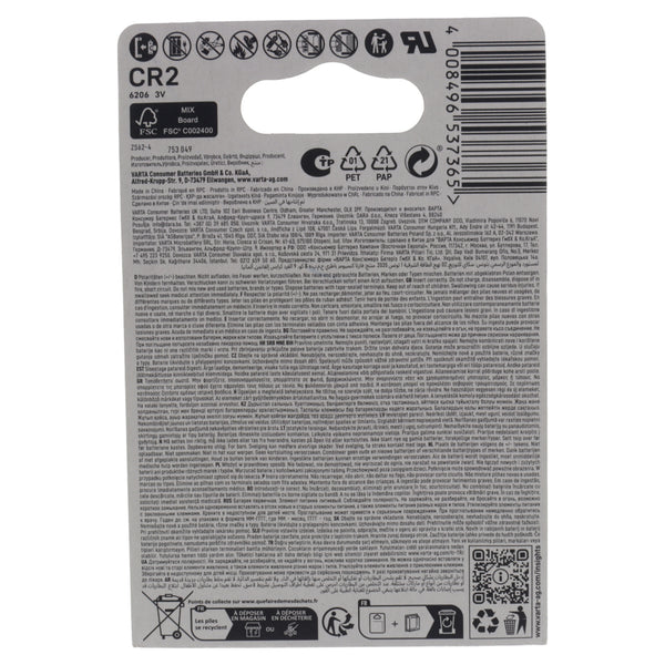 Varta Lithiumbatterie CR2 6206 3V 930mAh 27x15,6mm Kamera Taschenlampe Alarm Zeiger