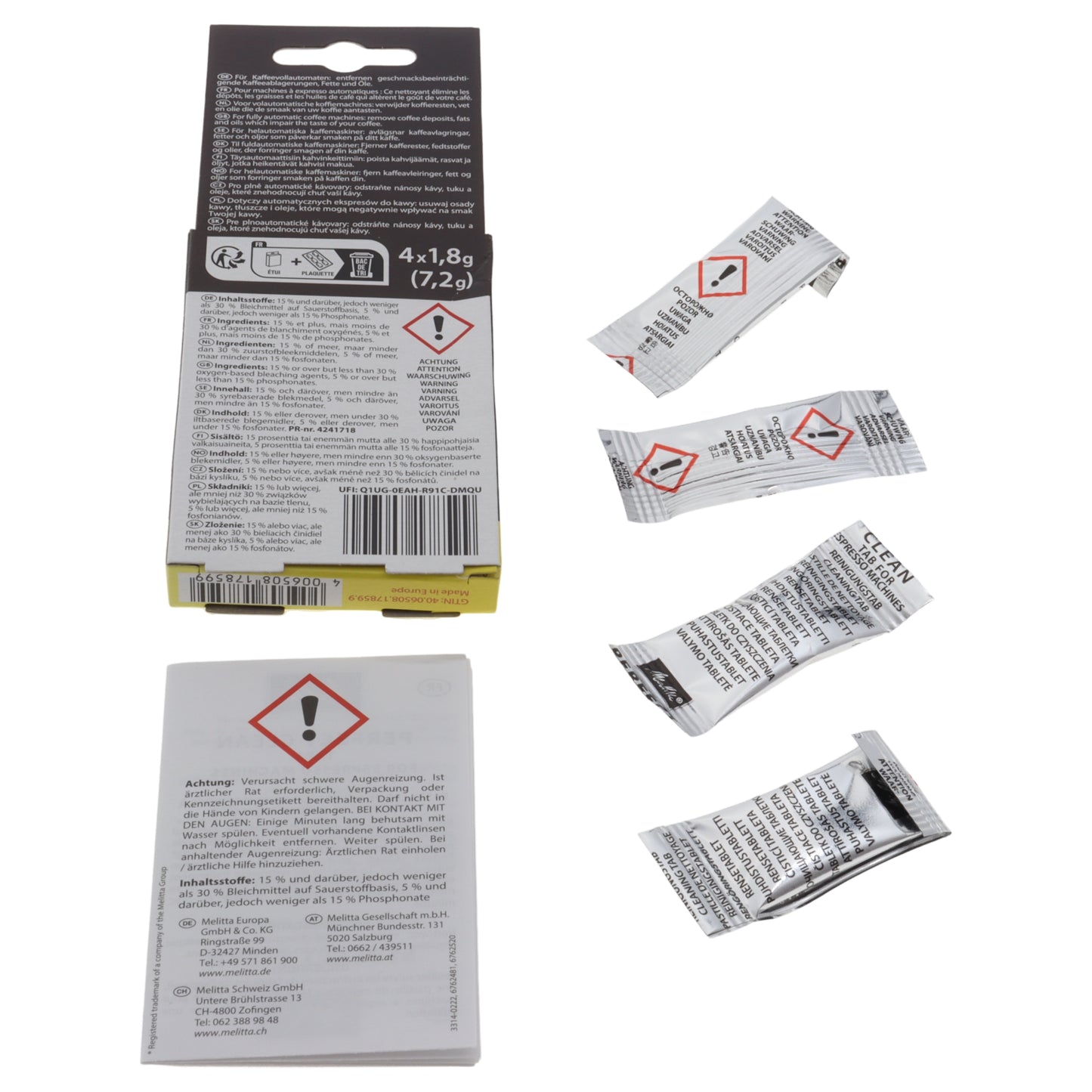 Melitta kit 4x pastiglie sgrassanti pulizia residuo grasso per macchine da caff