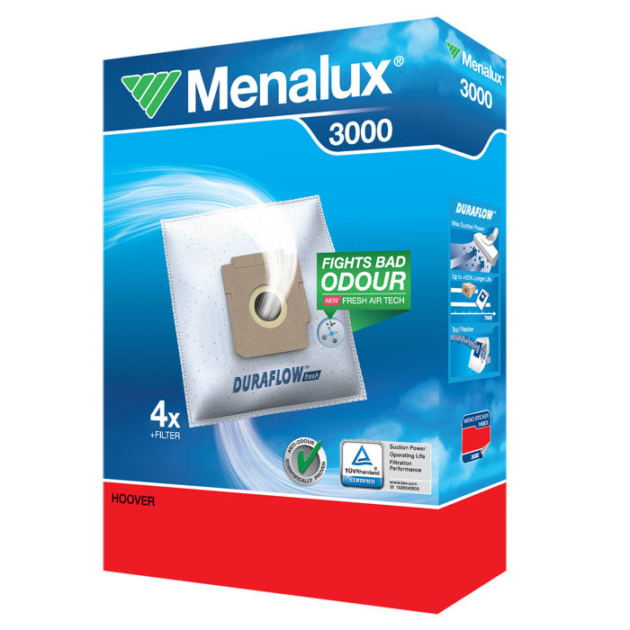 Menalux 3000 4x Beutel für Hoover Elite Vogue Sensotronic Talent Staubsauger