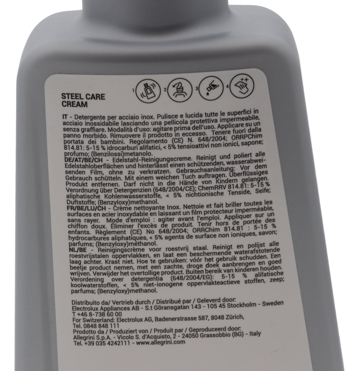 Electrolux detergent cremă Steel Care oțel inoxidabil folie protectoare lucioasă