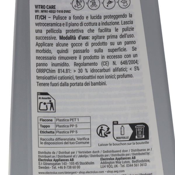 Electrolux detergente crema piano cottura vetroceramica Vitro Care induzione