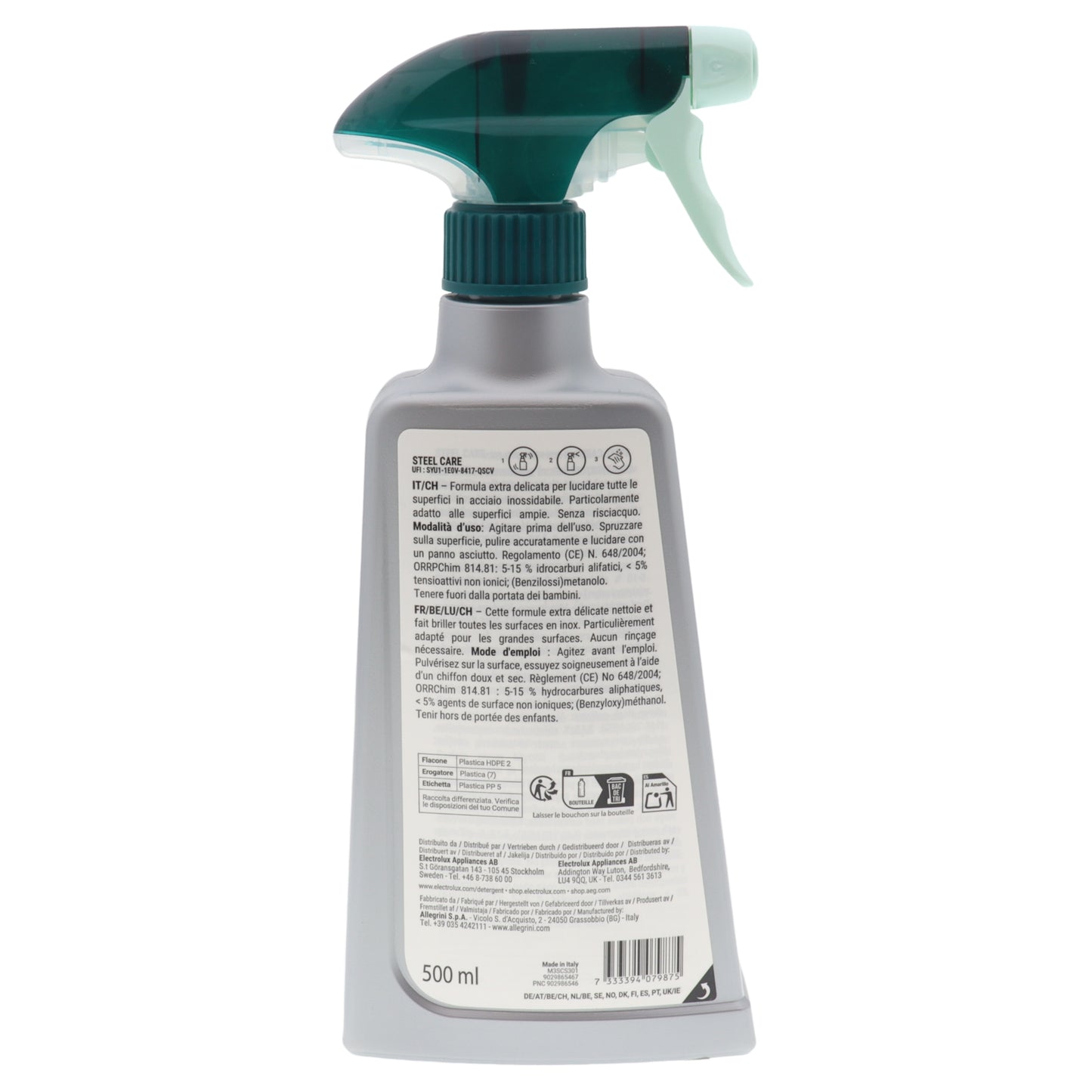 Electrolux Steel Care spray detergent pentru oțel inoxidabil 500ml extra delicat lustruiește