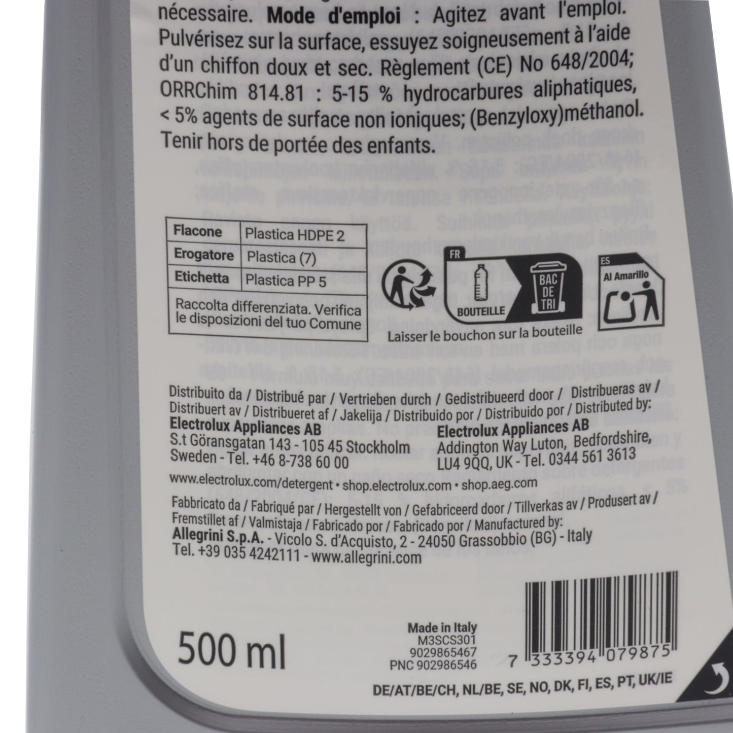 Electrolux Steel Care spray detergent pentru oțel inoxidabil 500ml extra delicat lustruiește
