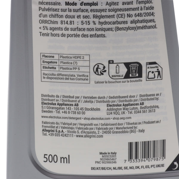 Electrolux Steel Care spray detergent pentru oțel inoxidabil 500ml extra delicat lustruiește