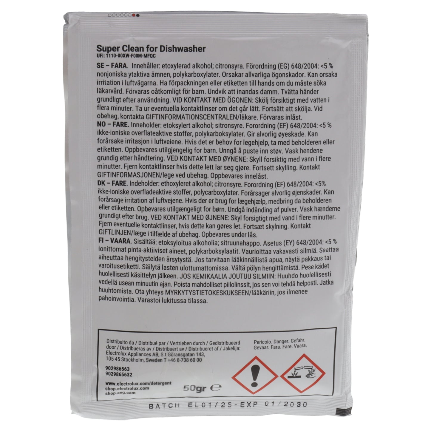 Electrolux 2x Pulver Super Clean Entfetter desinfizierendes Mittel leistungsstarke Geschirrspüler