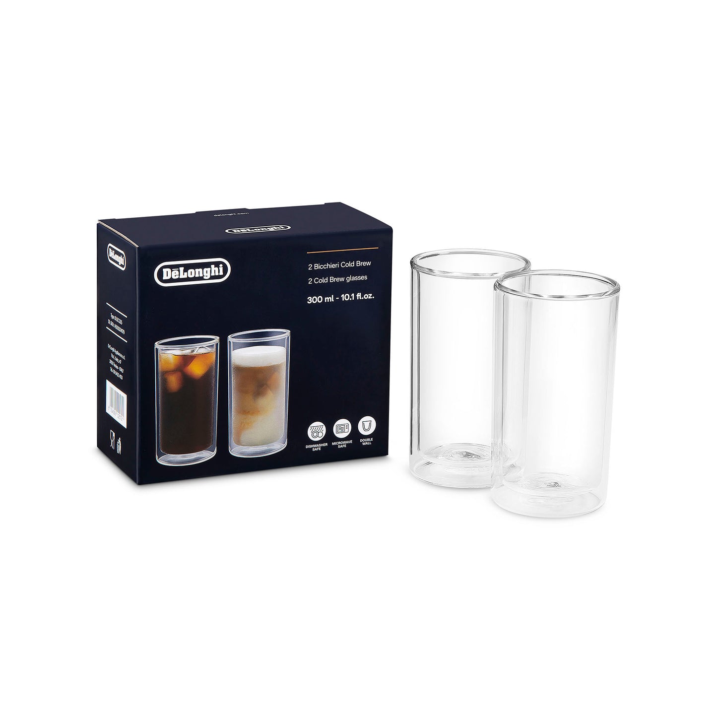 Delonghi set 2 bicchieri doppia parete borosilicato Cold Brew 300ml idea regalo